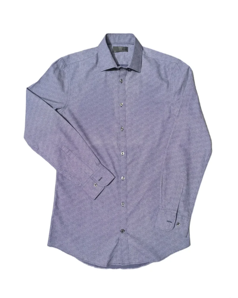 M&S Men’s Purple Micro Pattern Long Sleeve Shirt