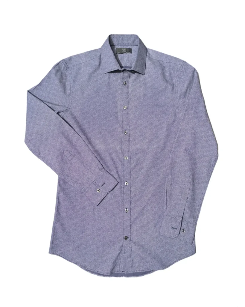 M&S Men’s Purple Micro Pattern Long Sleeve Shirt