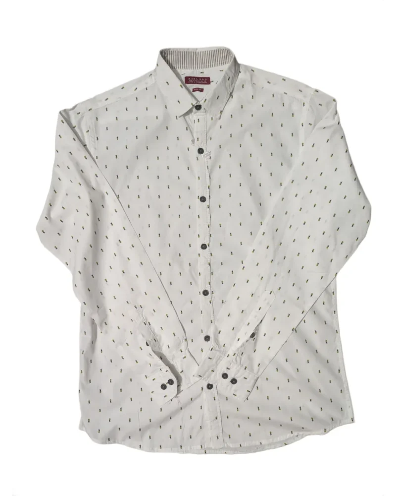 Zara Man White Pineapple Print Shirt