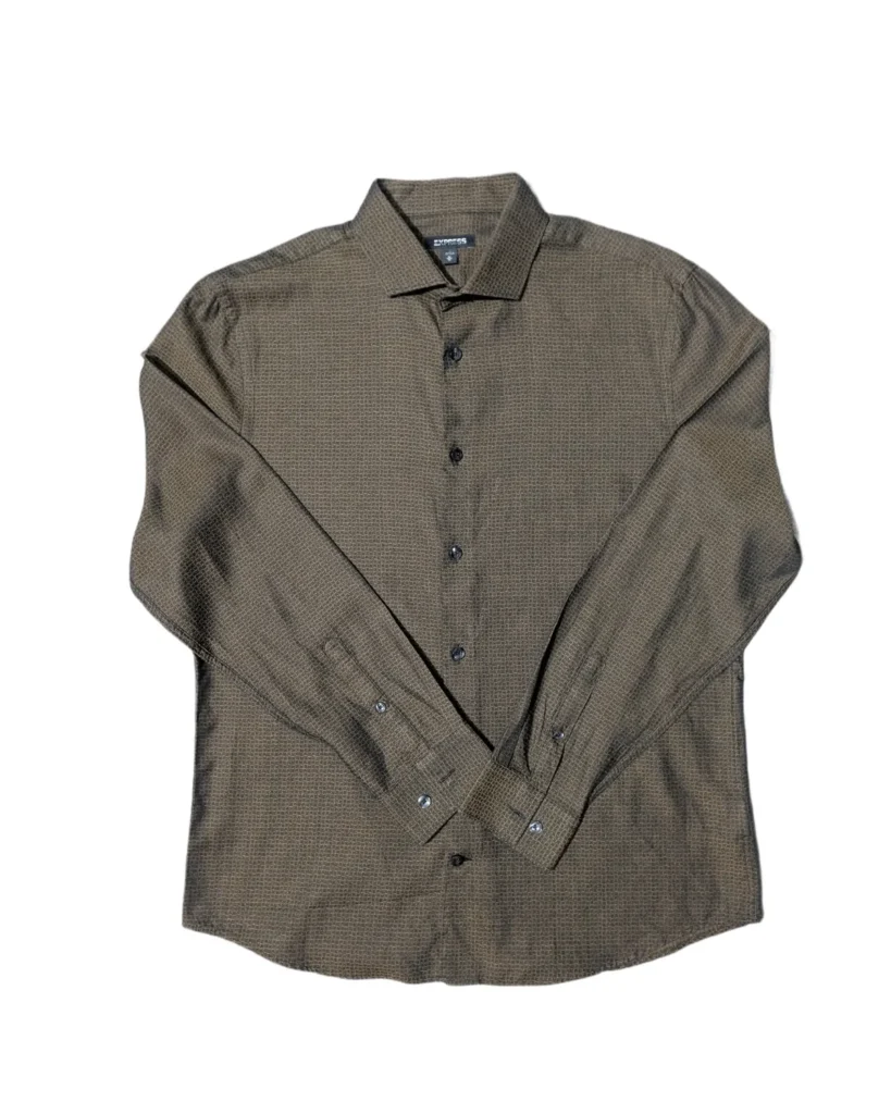 Express Brown Micro Check Shirt