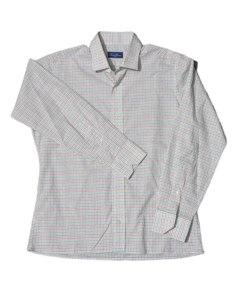 Tom James Men’s White Windowpane Check Dress Shirt