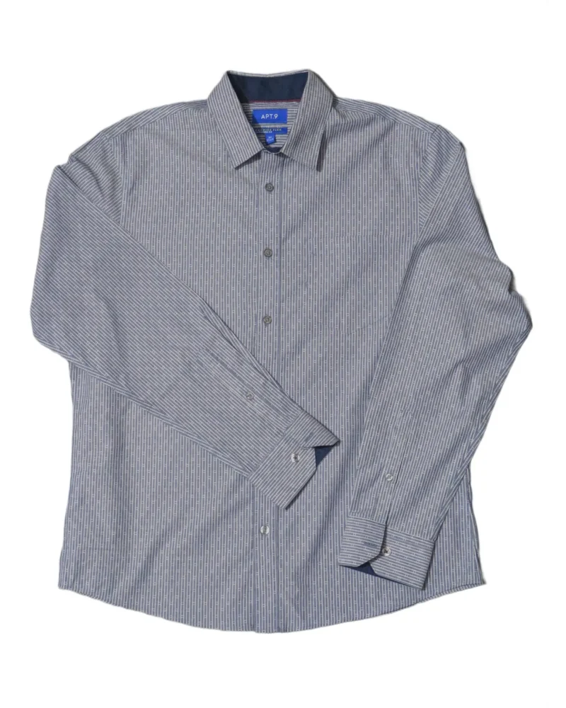 APT. 9 Men’s Grey Dashed Stripe Premier Flex Shirt