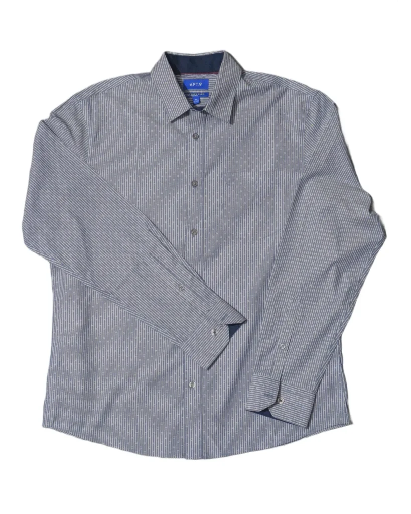 APT. 9 Men’s Grey Dashed Stripe Premier Flex Shirt