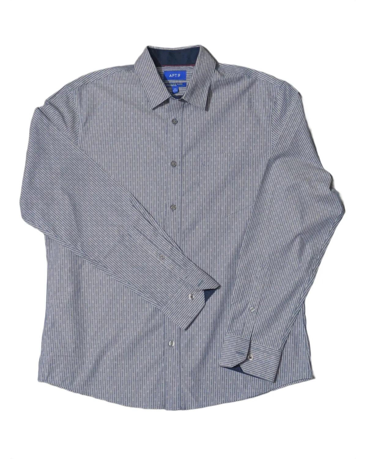 APT. 9 Men’s Grey Dashed Stripe Premier Flex Shirt