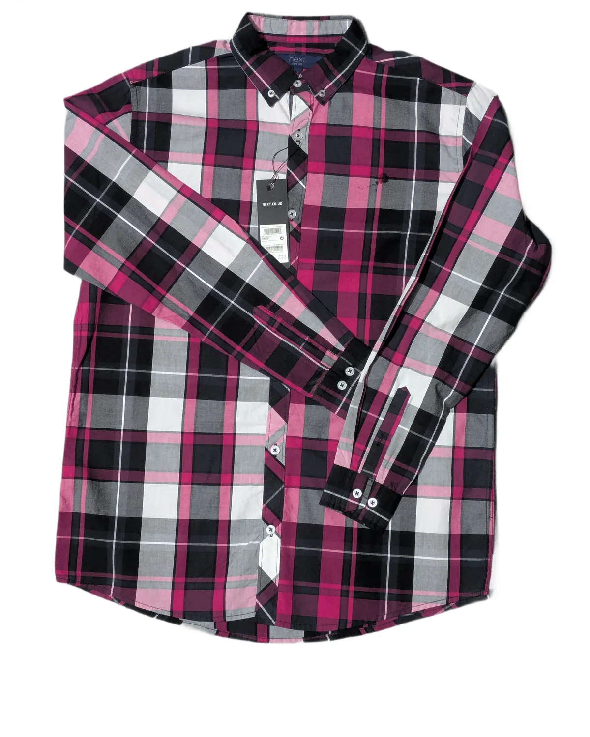 Next Pink and Black Tartan Plaid Shirt