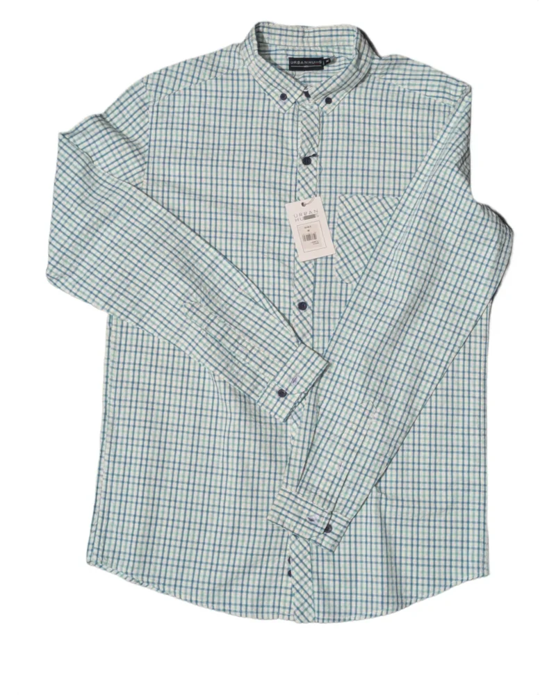 Urban Hues Teal Micro Grid Check Shirt