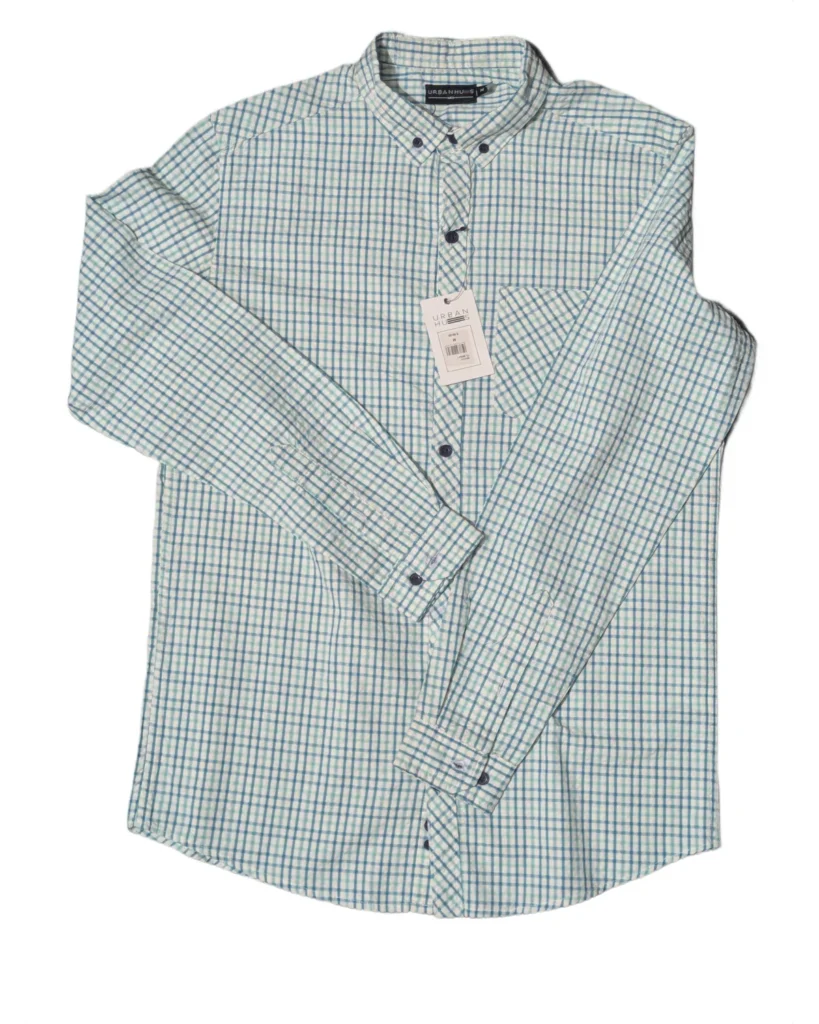 Urban Hues Teal Micro Grid Check Shirt