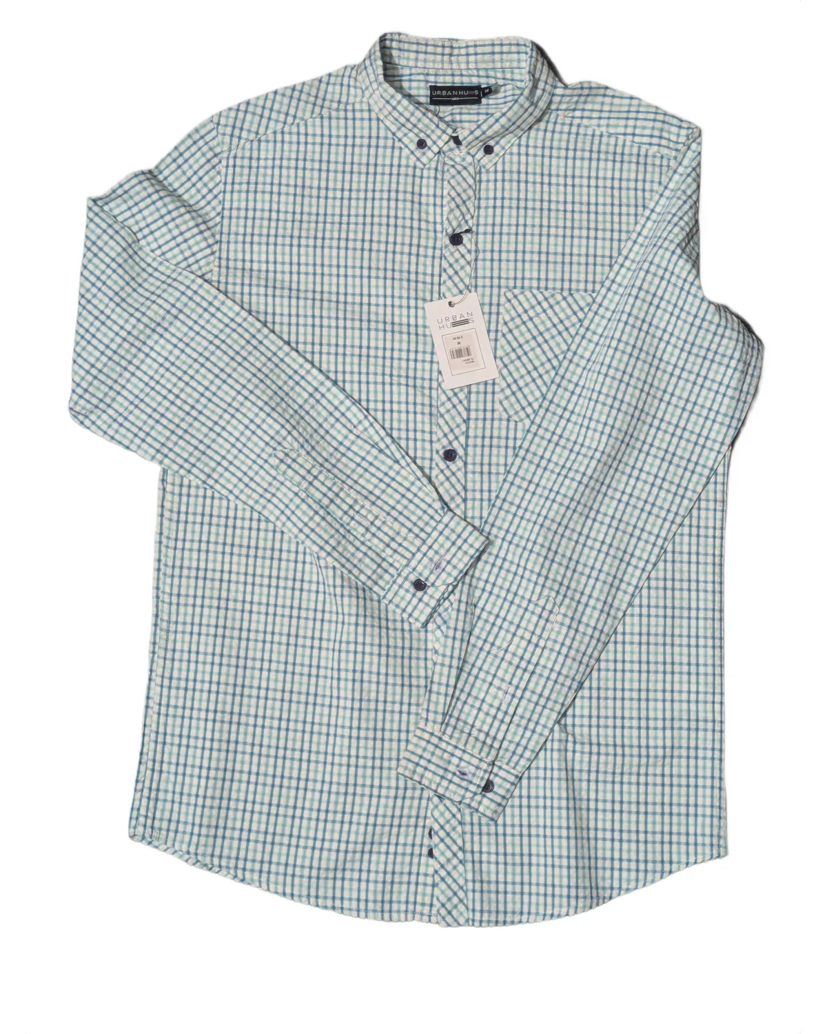 Urban Hues Teal Micro Grid Check Shirt