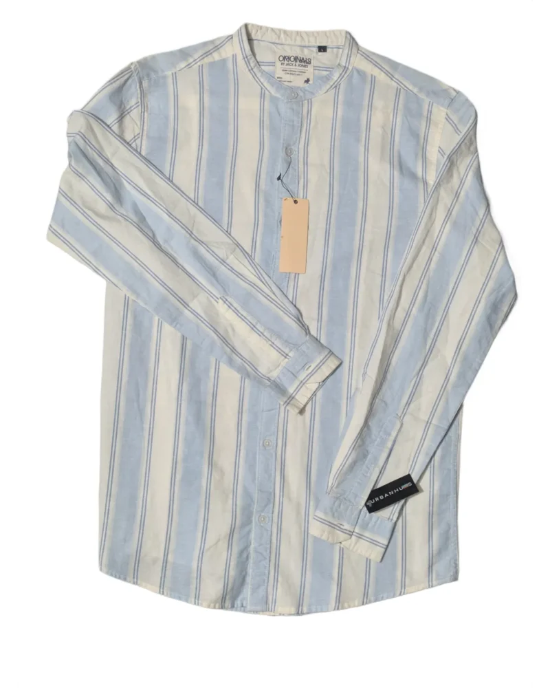 Jack & Jones Men’s Striped Mandarin Collar Shirt