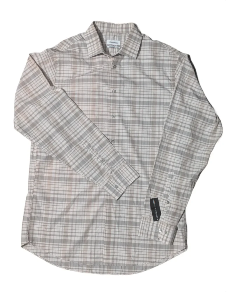 Calvin Klein Beige Plaid Casual Shirt