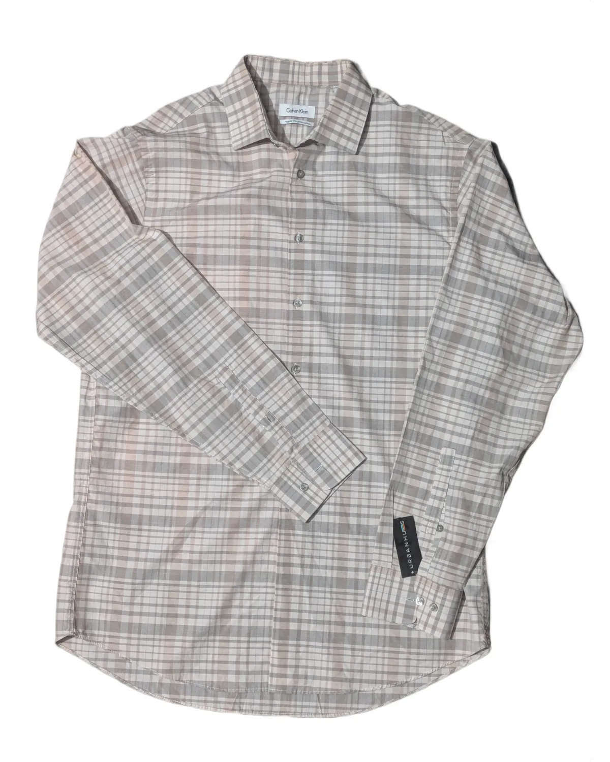 Calvin Klein Beige Plaid Casual Shirt
