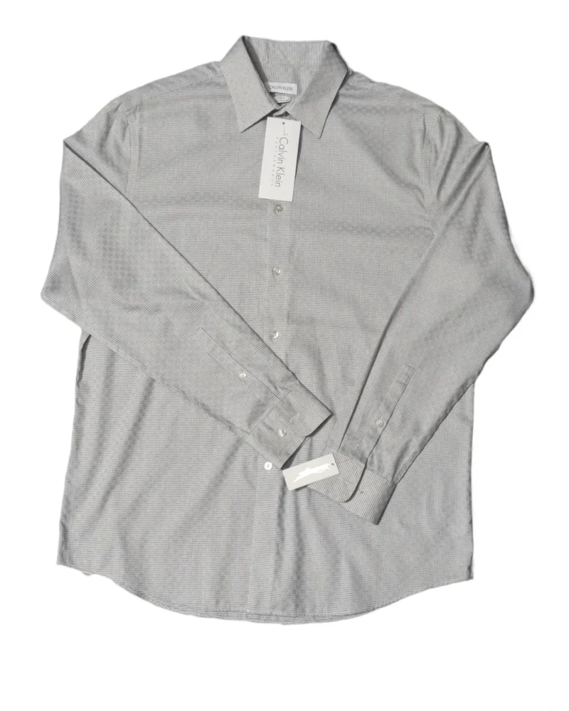 Calvin Klein Grey Micro-Check Dress Shirt