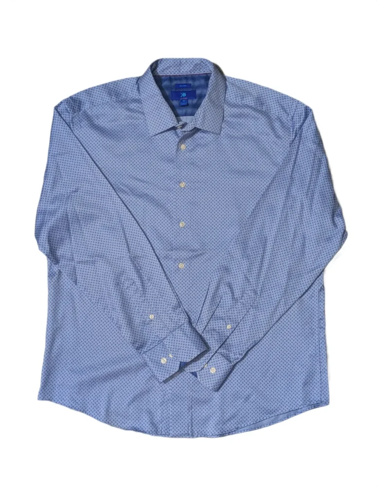 Light Blue Geometric Micro-Print Shirt