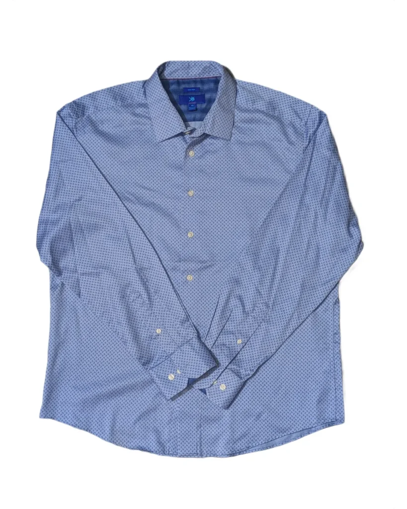 Light Blue Geometric Micro-Print Shirt