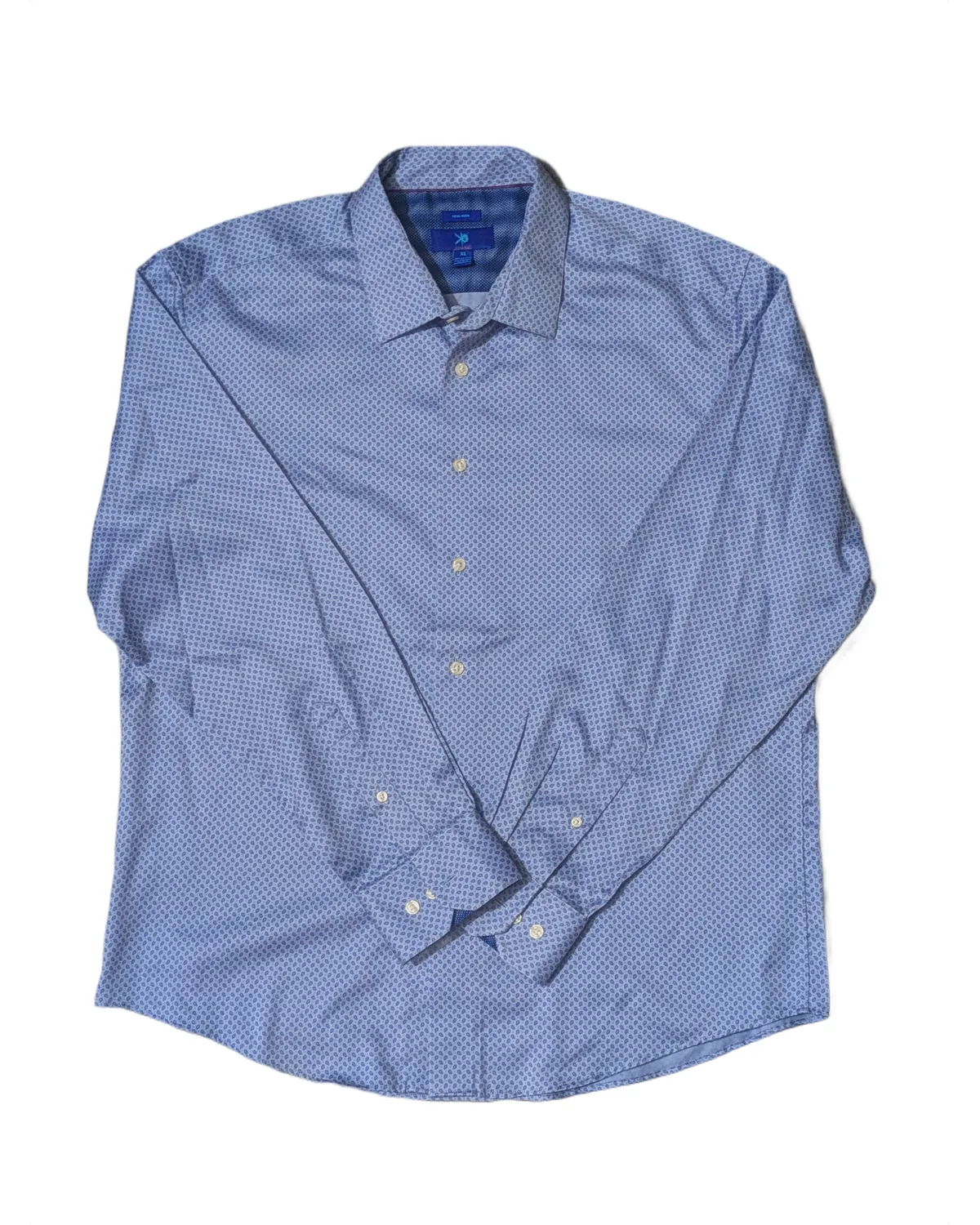 Light Blue Geometric Micro-Print Shirt