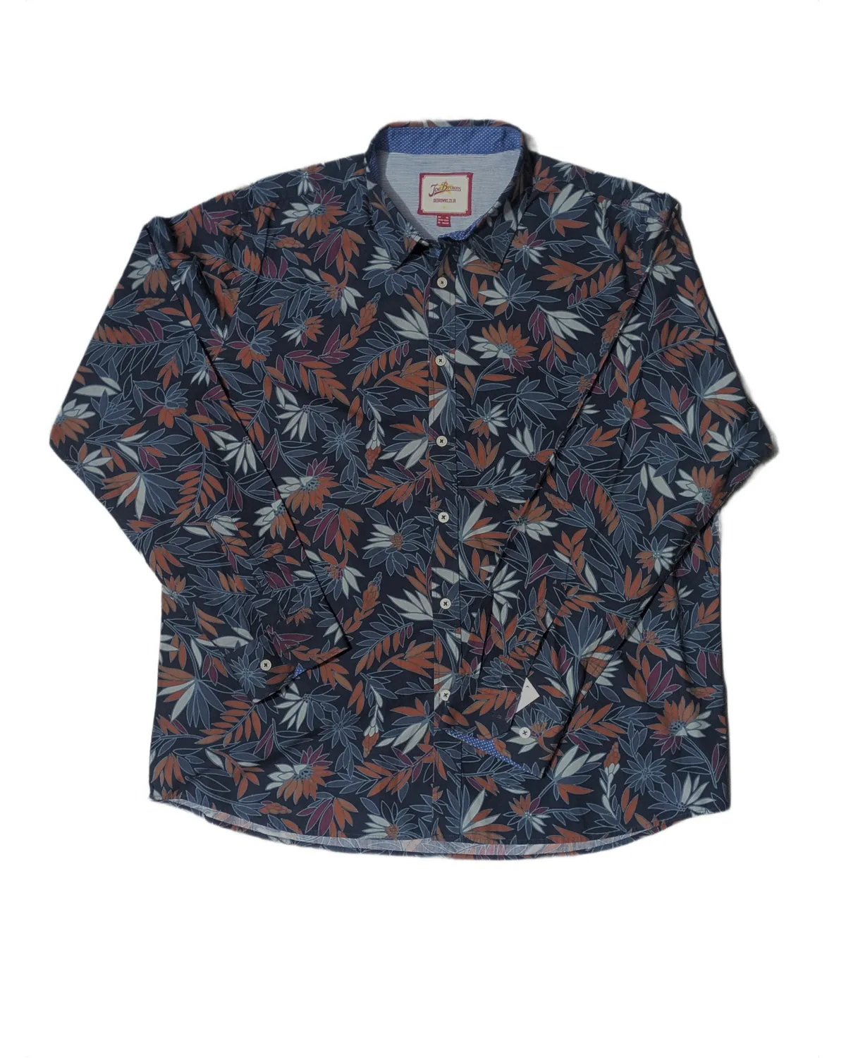 Navy Tropical Leaf Print Shirt