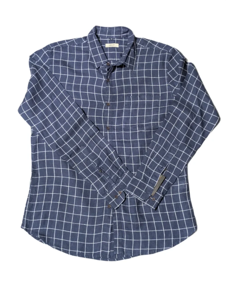 Ascot Navy Windowpane Check Shirt