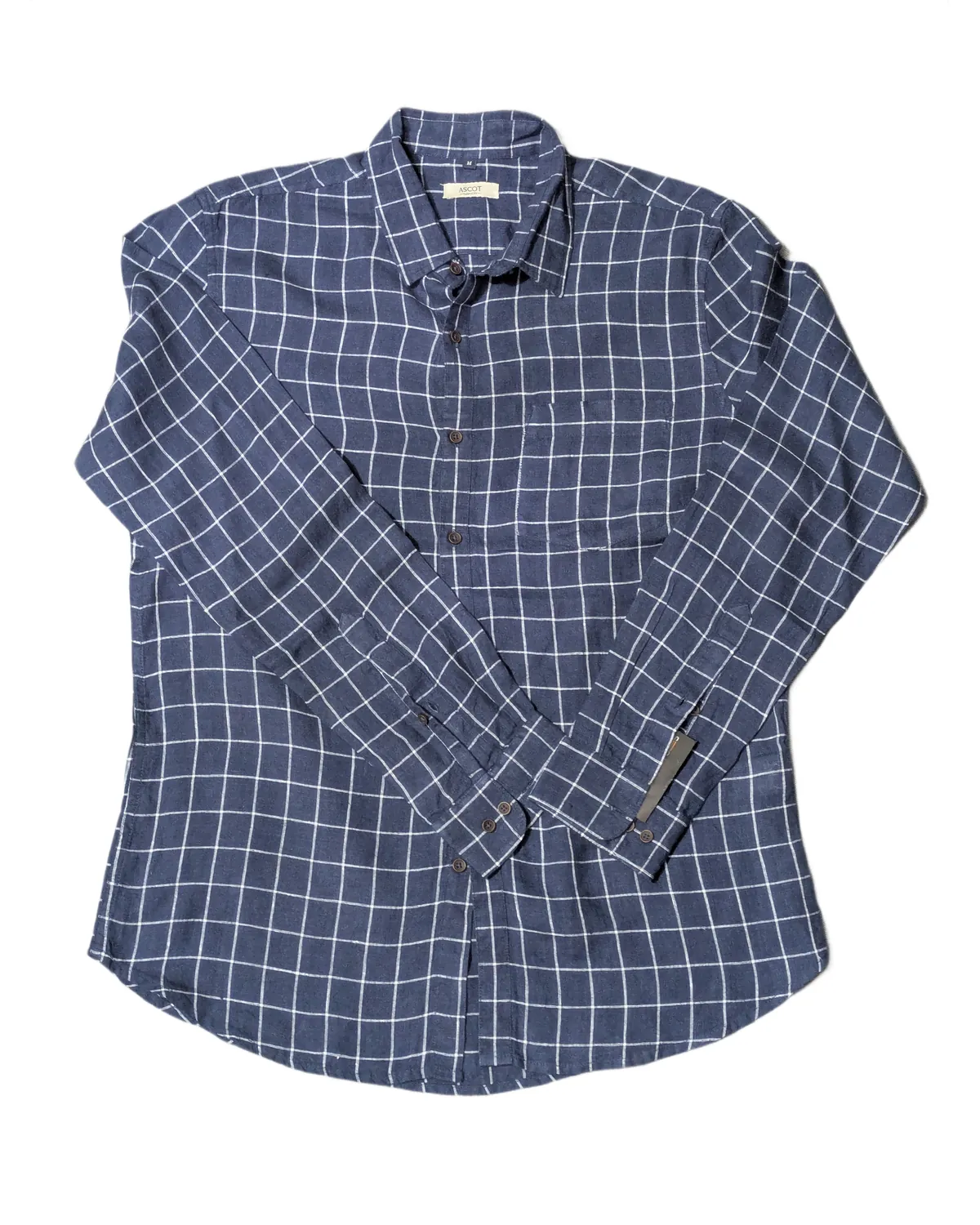 Ascot Navy Windowpane Check Shirt