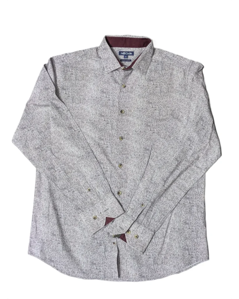 NoCode Speckled Print Contrast Trim Shirt