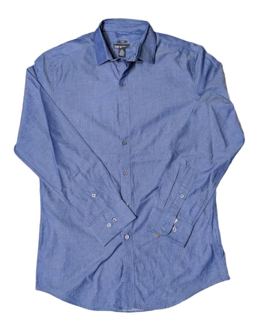 Bar III Slim Fit Polka Dot Chambray Shirt