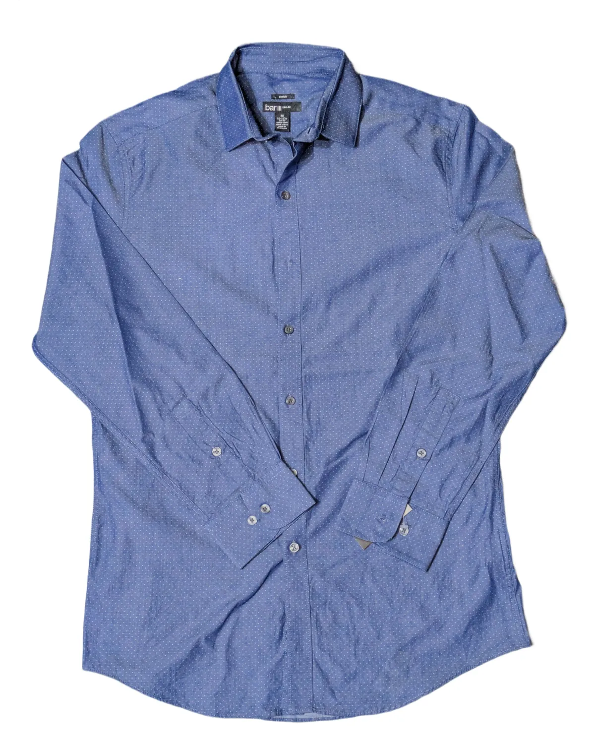 Bar III Slim Fit Polka Dot Chambray Shirt