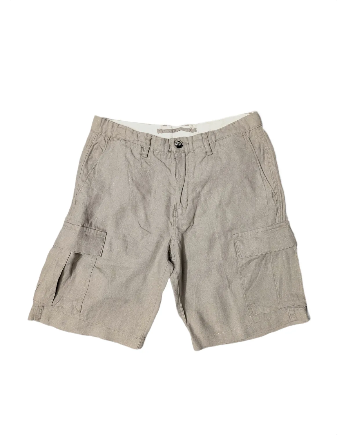 Old Money Borghese Beige Linen Cargo Shorts