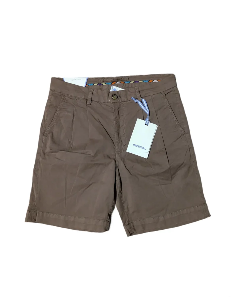 Old Money Imperial Brown Pleated Front Shorts