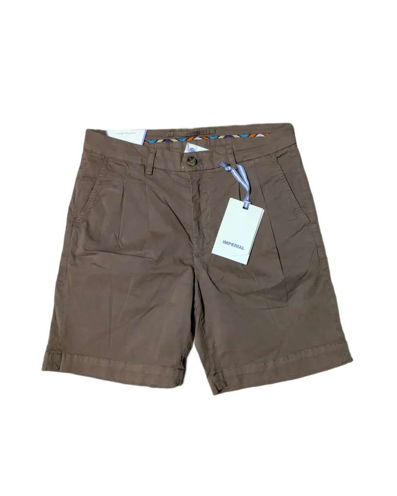 Old Money Imperial Brown Pleated Front Shorts