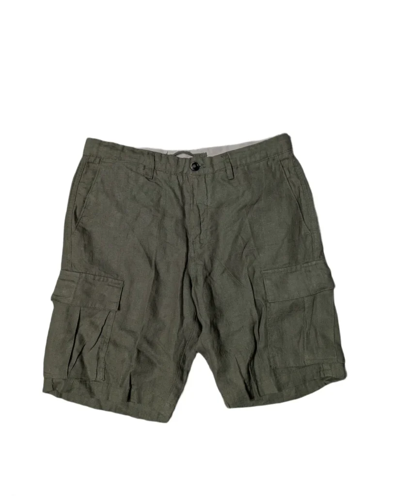 Old Money Borghese Olive Green Linen Cargo Shorts