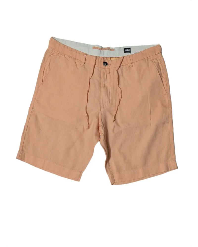Old Money David Naman Peach Linen Drawstring Shorts