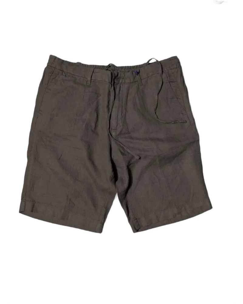 Old Money Borghese Brown Linen Drawstring Shorts