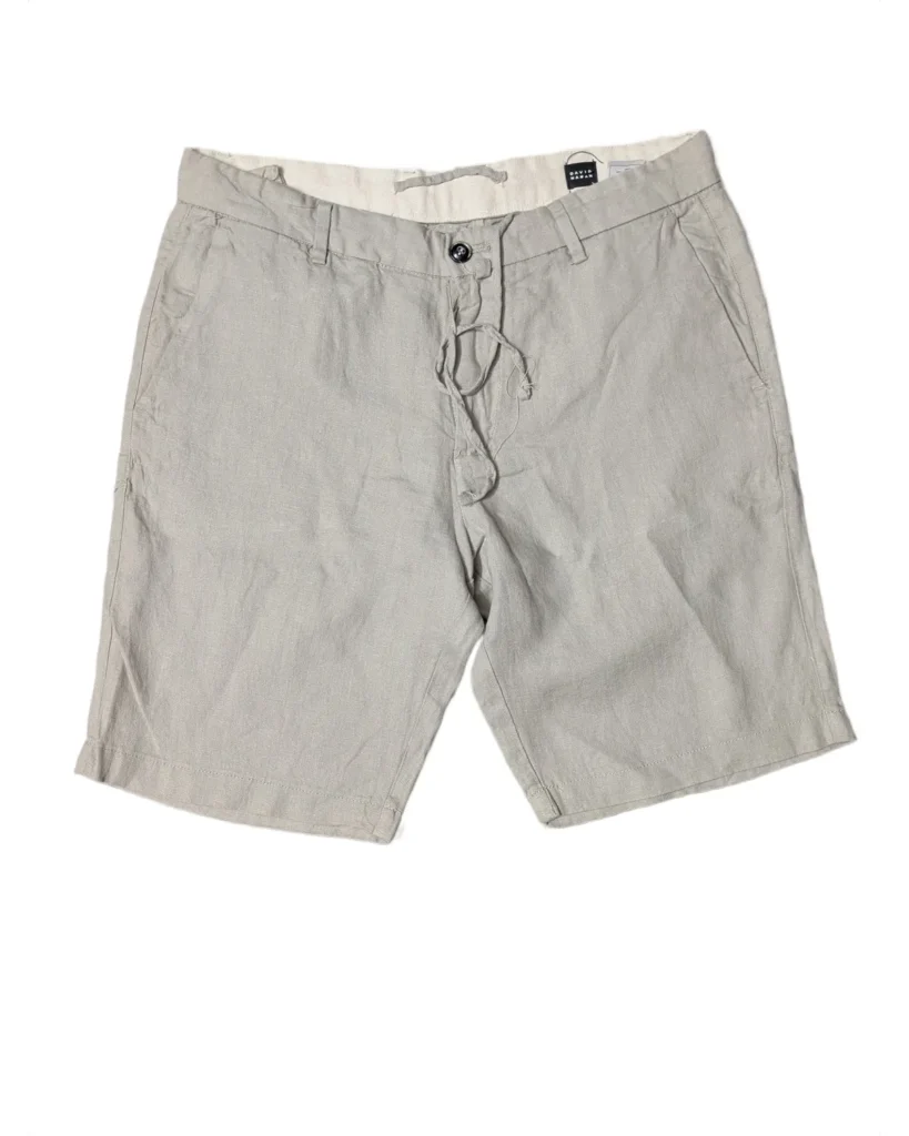 Old Money David Naman Grey Linen Drawstring Shorts