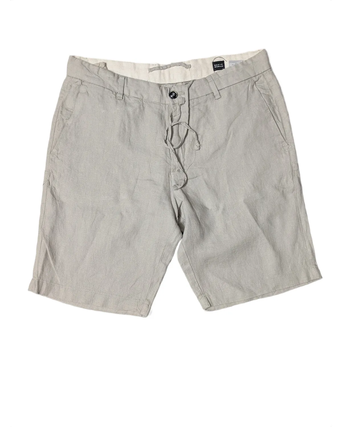 Old Money David Naman Grey Linen Drawstring Shorts