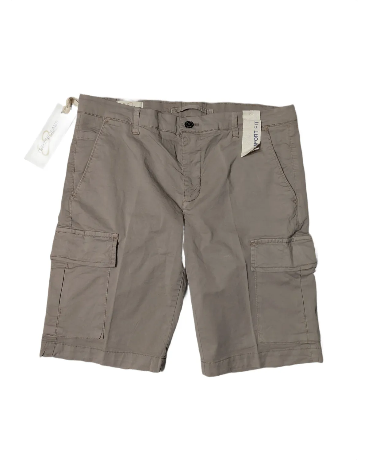 Yes Zee Jeans Beige Comfort-Fit Cargo Shorts