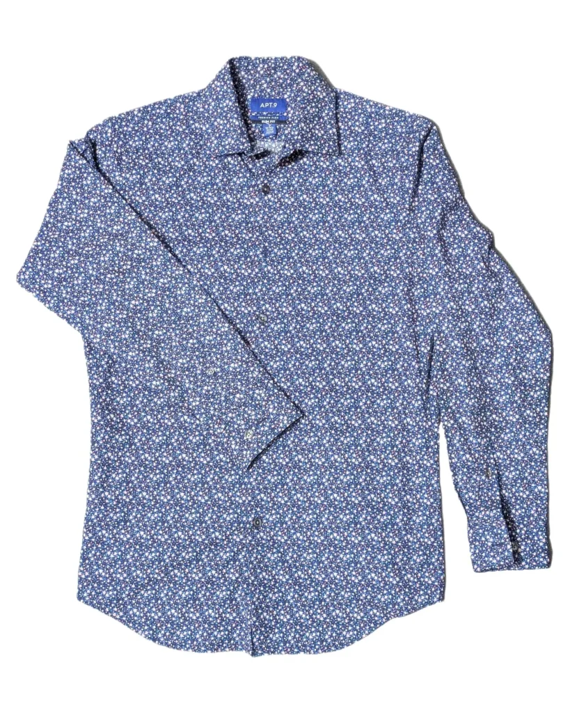 Navy Ditsy Floral Print Slim Fit Shirt