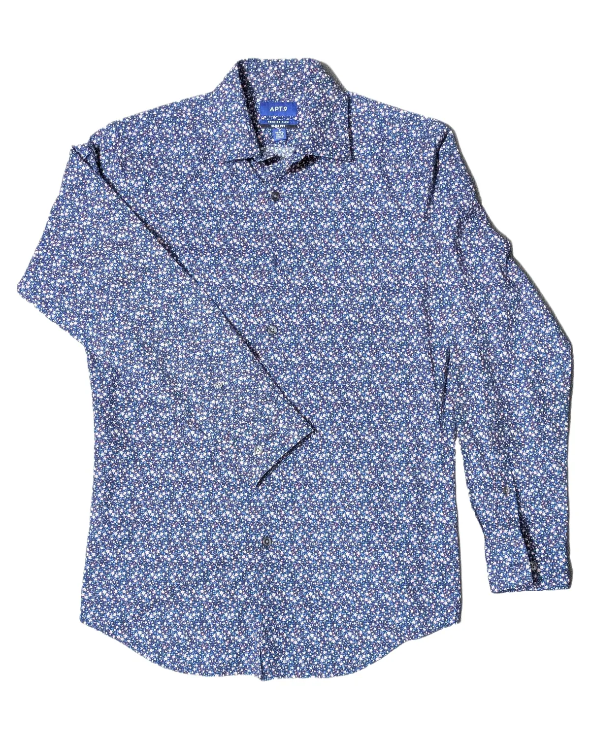 Navy Ditsy Floral Print Slim Fit Shirt