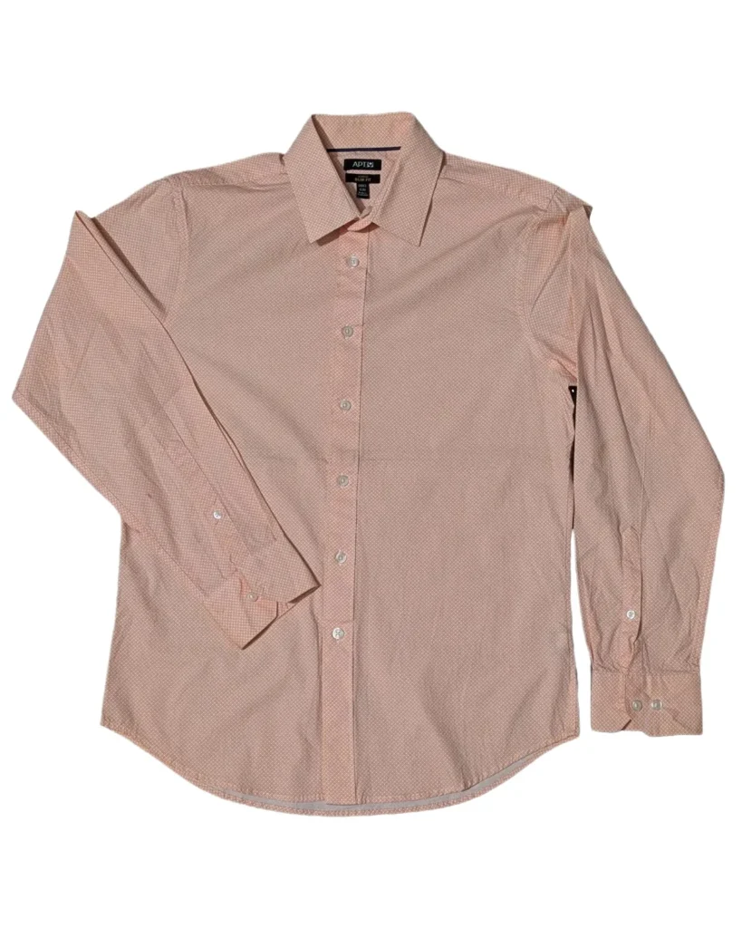 Peach Micro-Dot Slim Fit Dress Shirt
