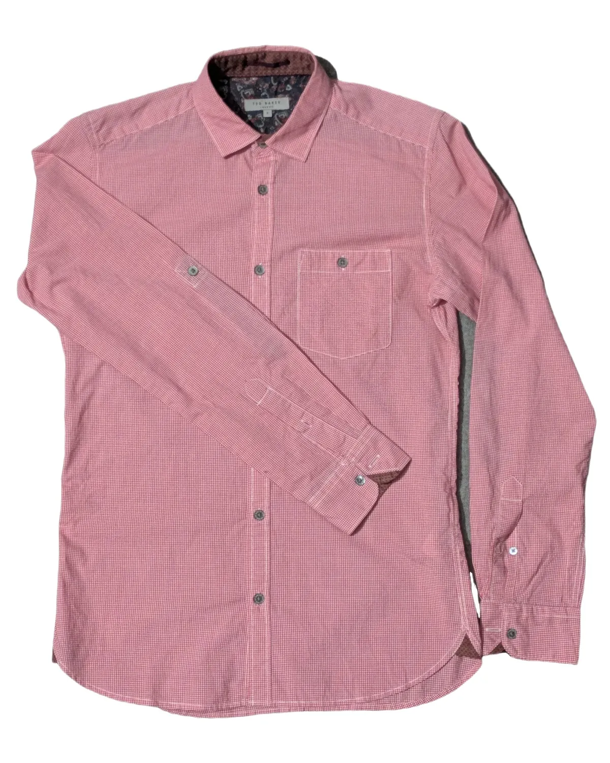 Ted Baker Pink Gingham Check Shirt with Chest Pocket