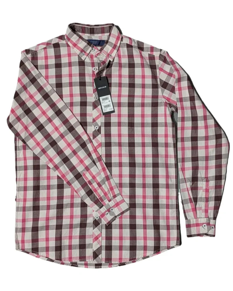 Next Burgundy Buffalo Check Shirt