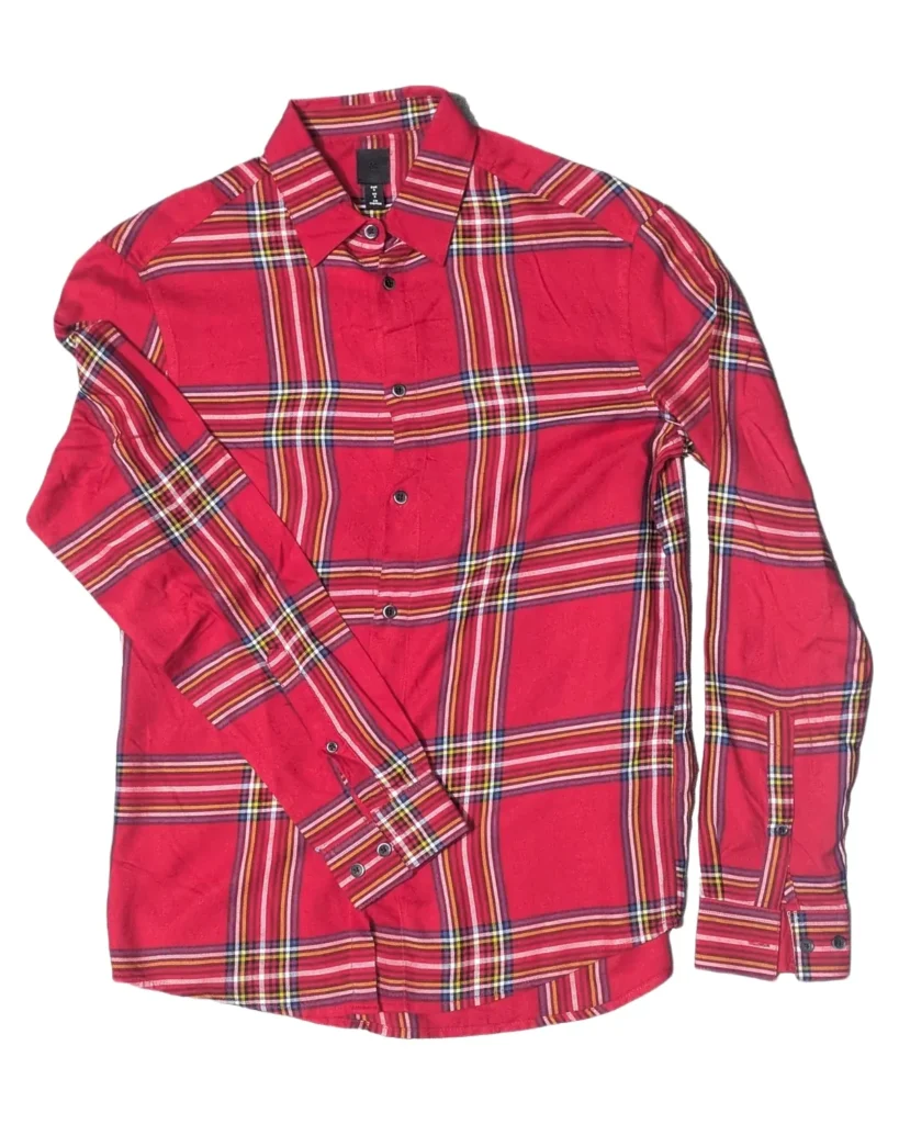 H&M Red Tartan Plaid Flannel-Style Shirt