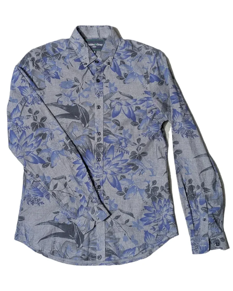 Paisley & Gray Grey Floral Print Slim Fit Shirt